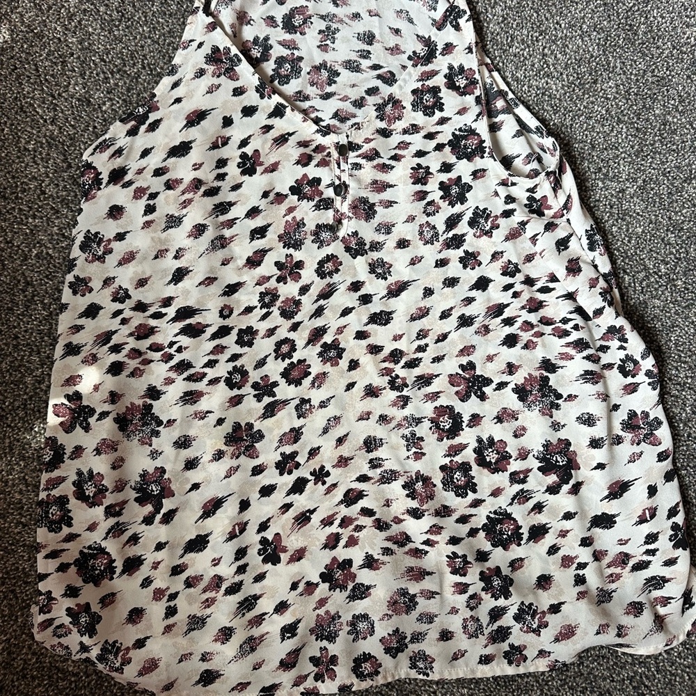 Maurices Floral Print Tank Top - Black and Pink